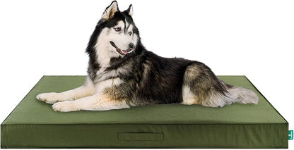 FurHaven Cooling Dog Bed – XXL Foam Mattress for Joint Pain Relief, Waterproof Liner, Removable Washable Cover, Durable for Outdoor Use, Deluxe Grid Indoor/Outdoor Bed – Green, Jumbo Plus