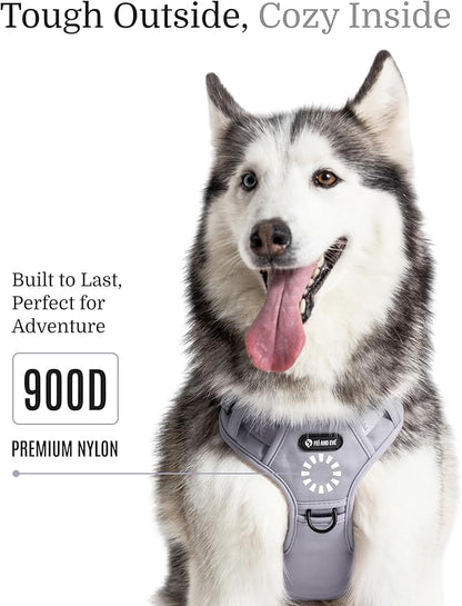 2025 New Edition, Fei & Eve MagEase Dog Harness - 3-Second Magnetic Buckles | 3-Point No-Pull Control | Heavy-Duty 900D Nylon | Dual Safety Handles | Breathable Mesh | Adjustable Fit | X-Large, Gray