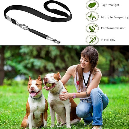 3 Pack Dog Whistle to Stop Barking Neighbors Dog - Adjustable Ultrasonic Silent Dog Whistle for Professional Training & Bark Control, with Lanyard (Black/White) - Effective Recall & Long Range