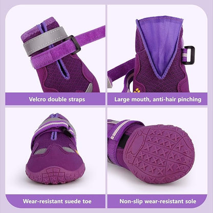 Dog Shoes for Large Medium Small Dog, Mesh Breathable Dog Shoes for Hot Pavement, Anti-Slip Dogs Boots Paw Protectors with Reflective for Outdoor Walking Indoor Hardfloors (Size 3)