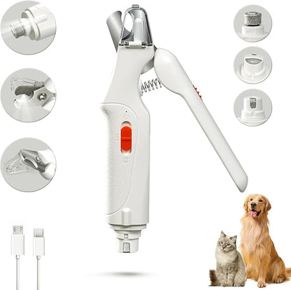 2-in-1 Cat Nail Clippers & Dog Nail Clippers Trimmers for Large Medium Small Dogs Cats Claw Trimmer Quick Sensor and Safety Guard USB Rechargeable with 2 LED Lights Dogs Nail Trimmer