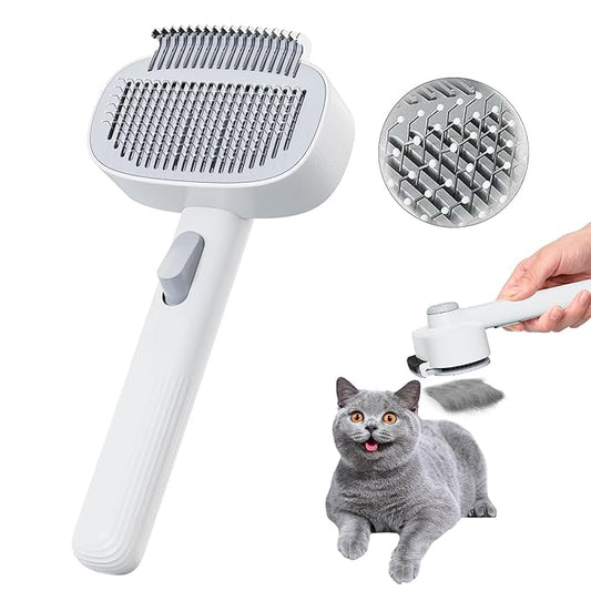 2-in-1 Pet Deshedding Brush Cat Dematting Comb for Indoor Cats and Dogs Comb for Shedding Long & Short Hair Gentle Massage Grooming Tool Easy to Remove Loose Undercoat,Matted Fur & Tangles