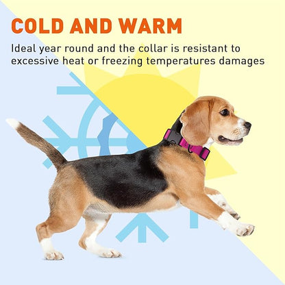 Dogline Biothane Waterproof Dog Collar with Quick Release Buckle Strong Coated Nylon Webbing with Odor- Proof for Easy Care Easy to Clean Fits Small Medium Large Dogs, Magenta Pink 3/4" W 12-19" L