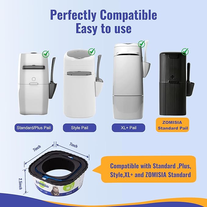 4 Pack Cat Litter Refill Bags, Non-See-Through Jumbo 120FT Cartridge Refill Total Up to Over 16 Months Per Cat for Odor Control, Compatible with Genie Standard, Plus, Style