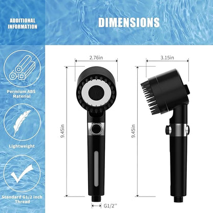 Filtered Shower Head with Handheld, High Pressure 3 Spray Mode Showerhead with 18 Stage Water Softener Filters for Hard Water - Remove Chlorine-BLACK