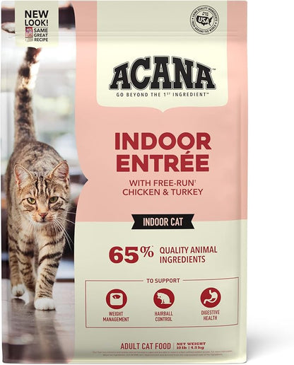 ACANA Dry Cat Food for Indoor Cats Indoor Entrée Chicken Turkey Whole Herring and Rabbit 10lb Bag