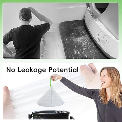 120 Pack Cat Litter Box Liners for Meo Want SC01, MW-SC02, MW-LR01,1.5 Mil Thick Drawstring Heavy Duty Leak-proof Disposable Smart Self-Cleaning Litter Box Robot Waste Drawer Trash Bags 18" x 12.6"