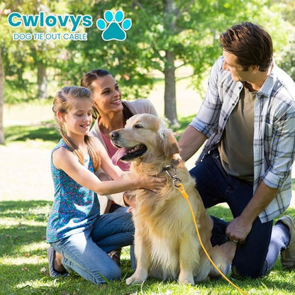 Dog tie Out Cable, 10/20/25/30/50/70/100 feet, Suitable for Dogs up to 350 pounds, Dog Cable with Swivel Buckle, Lightweight, Non-Winding, for Outdoor Camping, Yard Dog Cable (Yellow, 100FT)