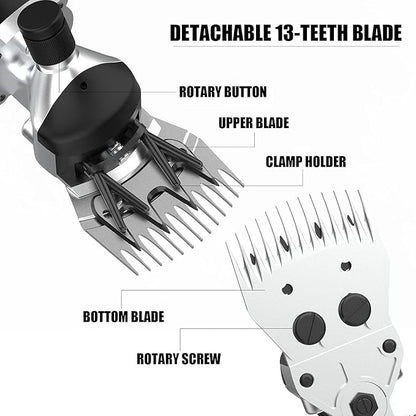 550W Professional Electric Sheep Clipper, 6 Speeds Heavy Duty Dog Shears for Thick Fur