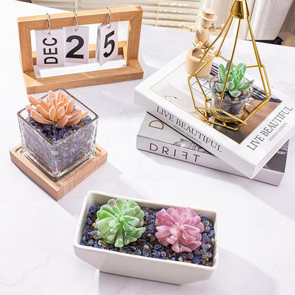 3 Lb Blue Agate Polished Tumbled Stones Chips, Aquarium Gravel Rocks Natural Decorative Pebbles Marbles for Aquarium, Vase Fillers, Succulent Plants Decor