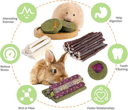 50-60 Pcs Rabbit Chew Toys, Guinea Pig, Hamster, Bunny Chew Toys, Sweet Bamboo, Apple Stick, Timothy Stick, Prevent Teeth Overgrowth, Clean Teeth