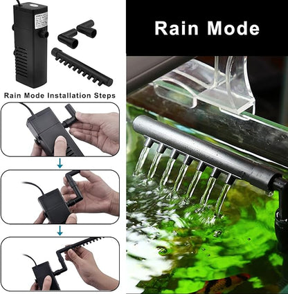 DOMICA Internal Aquarium Filter with Aeration System 100GPH 5W Power Filter for 5 to 15 Gallons Fish Tank, Submersible Fish Tank Filter