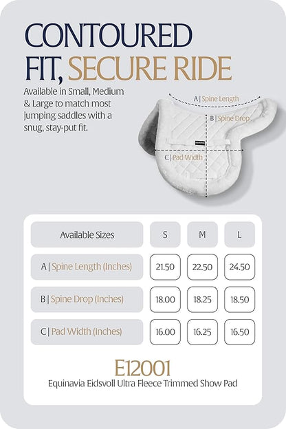 Equinavia Eidsvoll Shaped English Saddle Pad for Show Jumping with Ultra Fleece Trim