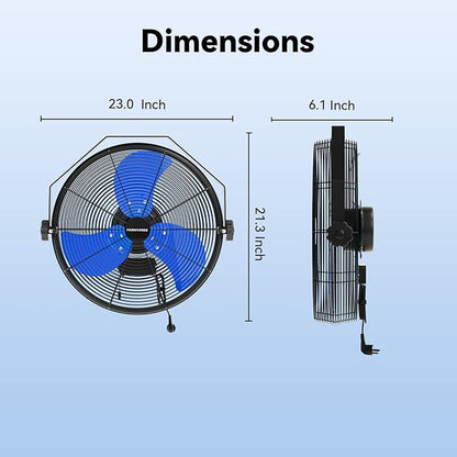 18 Inch Wall Fan Pro Series - 4900 CFM 3 Speed High Velocity Industrial Wall Mount Fans for Commercial, Residential, Warehouse, Covered Patio, Shop, Garage, Barn, Gazebo UL Safety Listed