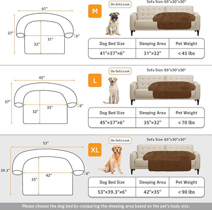 GGIB Calming Dog Bed Fluffy Plush Dog Mat for Furniture Protector with Removable Washable Cover for Large Medium Small Dogs and Cats (Extra Large (53x39.3x6), Brown)