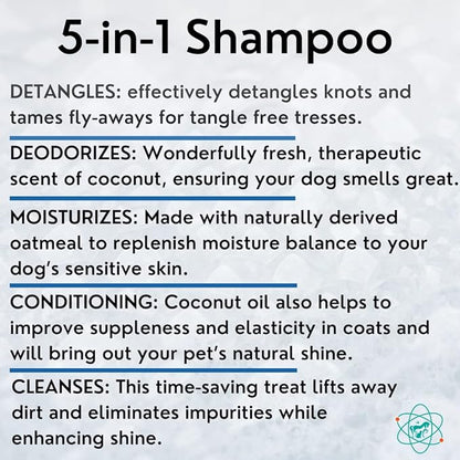 8 floz 5 in 1 Dog Shampoo for Itchy Skin - Sensitive Skin Dog Shampoo for Smelly Dogs - Dog Shampoos & Conditioners - Made in The USA