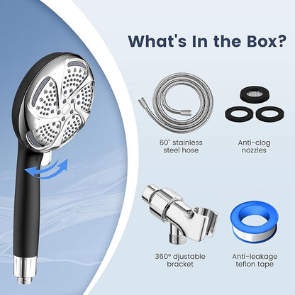FEELSO Filtered Shower Head with Handheld, High Pressure 7-Spray Showerhead with Filters for Hard Water - Remove Chlorine, Reduce Dry Itchy Skin, Anti-clog Nozzles, Power Wash to Clean Tub, Tile & Pet