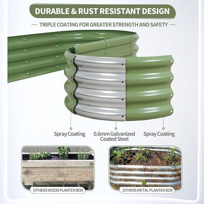 Galvanized Raised Garden Bed Outdoor- Raised Beds for Gardening| Metal Planter Box, Steel Raised Garden Bed Kit with Safety Edging and Gloves for Vegetables, Flower, Herbs (4x2x1FT, Green)