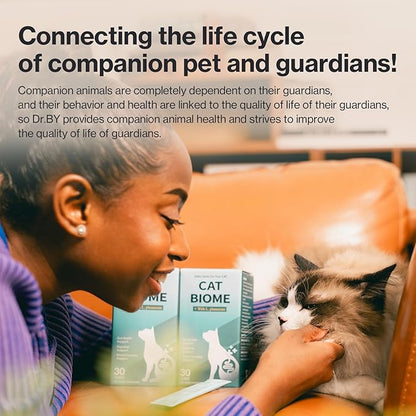 Dr.by CAT BIOME Cat Probiotics - Digestive & Gut Support for Cats, Diarrhea Relief, Immunity Booster with Lactiplantibacillus plantarum Lickable Formula Individually Packaged