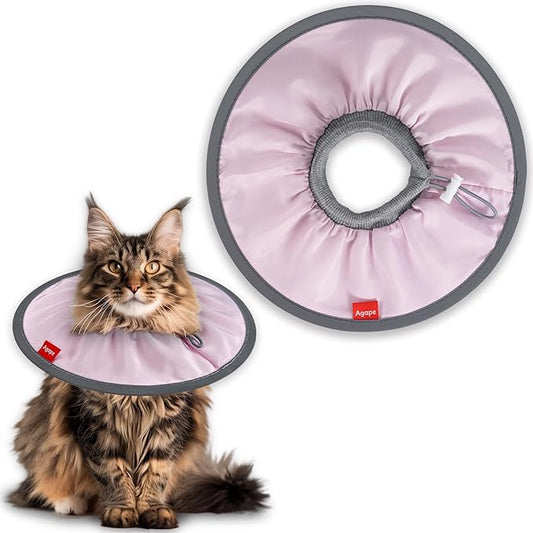 Agape Soft Cat Cone, Comfy Collar to Stop Licking & Scratching, Lightweight Recovery Collar for Cats After Surgery, Adjustable Elizabethan Collar for Neuter Recovery, Waterproof Neck Cones for Cats
