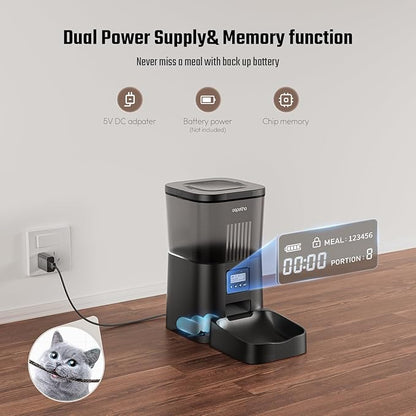 Espelho Automatic Cat Feeder- 4L Timed Cat Food Dispenser 1-6 Meals Control for Cat and Small Dog- Auto Pet Feeder with Desiccant Bag Keep Fresh for Reliable Easy Set Up and Clean- Voice Recorder