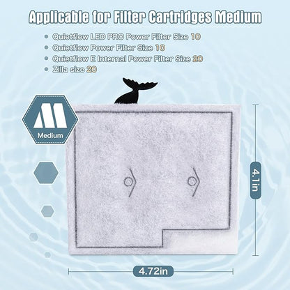 12 Pack Medium Filter Cartridges Compatible with Aqueon Replacement Filter Cartridges Compatible with Aqueon QuietFlow LED PRO Power Filter Size 10 & E Internal Power Filter Size 20 & Zilla Size 20
