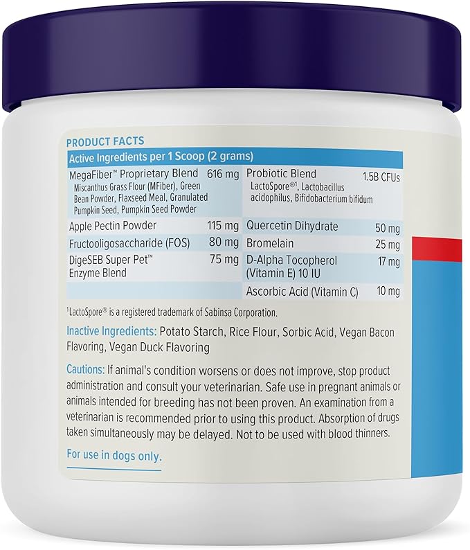 Glandex Dog Fiber Supplement Powder for Anal Glands with Pumpkin, Digestive Enzymes & Probiotics - (Regular or Advanced Strength) - Boot The Scoot (4.25 oz, Advanced Strength Duck & Bacon)