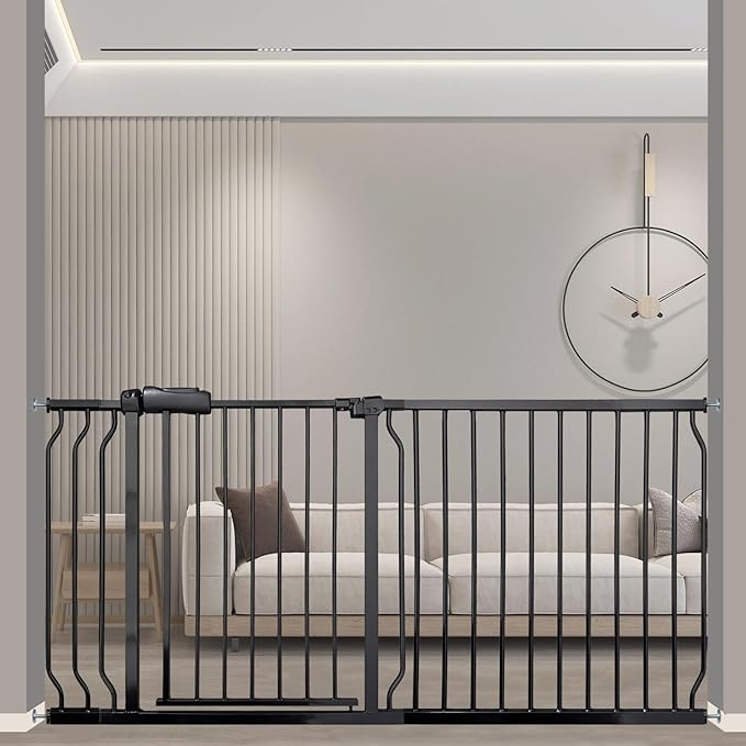 Extra Wide 62-67 Inch Baby Gates for Stairs, Doorways - No Drilling, Pressure Mounted Pet Gates for Kids & Dogs
