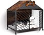 Furniture-Style Dog Crate with Gable Roof Design, Double Locking Doors Indoor Kennel for Small & Medium Dogs, Chew-Proof Escape-Proof Dog Cage, Rustic Brown