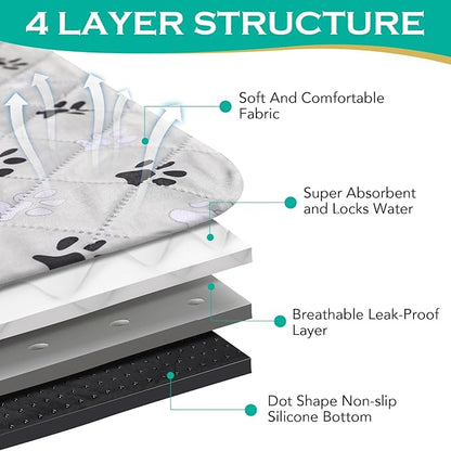 2 Pack Extra Large 72"X72" Washable Pee Pads for Dogs Super Absorbent Dog Training Pads Non-Slip Waterproof Pet Training Pads Mats Whelping Pads for Dogs Cats Puppy