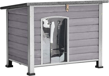 Aivituvin Dog House Outdoor Indoor Weatherproof Dog House for Small & Medium & Large Dogs with Unique All-Around Iron Frame＆Raised Feet（Grey）