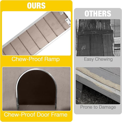 AIVITUVIN Wooden Guinea Pig Cage Indoor with Cooling Plate and Anti-Chewing Edges Two-Story Rabbit Hutch Pull Out Tray Outdoor Rabbit Cage with Raised Stand and Wire Mesh Small Animals Cage (Brown