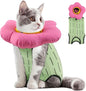 EMUST 2PCS Cat Recovery Suit and Cone Collar - Breathable Spay Suit, Adjustable Soft E Collar Alternative for Cats After Surgery - Green, L (8-16lb)