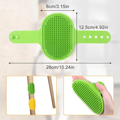 4Pcs Adjustable Cat Self Groomer, Silicone Cat Brushes for Indoor Cats Grooming Self Cleaning, Cats Face Scratchers Massager for Corner Scratcher, Pet Supplies (Green & Yellow)