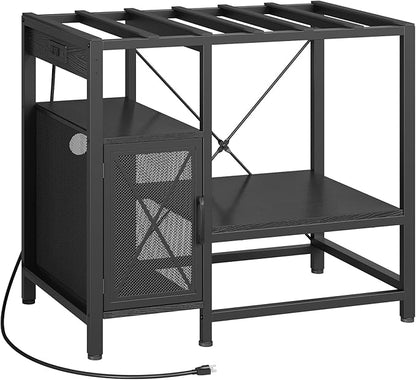 40-50 Gallon Fish Tank Stand, Aquarium Stand with Power Outlet and Storage Cabinet, Heavy Duty Tank Stand Suitable for Turtle Tank, Reptile Terrarium, for Home Office, Black FTBK50E01