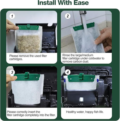 8 Count Medium Filter Cartridges Compatible with Tetra Whisper Bio-Bag Filters Medium Replacement Filter Cartridges for Whisper ReptoFilter and 10i IQ10 PF10 Power Filters -Ready to Use