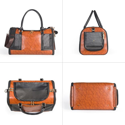 Dog Soft-Sided Carriers Pet Carrier for Small Dogs Cats, Fashion PU Leather Small Dog Carrier Pet Purse, Airline Approved Travel Pet Carrier for Puppy Kitten Small Animals