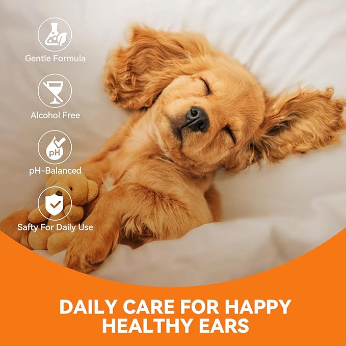 Ear Cleaner for Dog & Cats, Dog Ear Drop and Infection Treatment, Dog Ear Cleaning Solution- Cleaning,Soothing and Deodorizing Itchy Ears 4oz