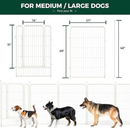 FXW Rollick Unleashed Dog Playpen for Indoor, Yard, RV Camping, 40 inch 48 Panels for Medium and Large Dogs, White│Patented