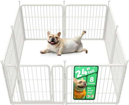 FXW Rollick Unleashed Dog Playpen for Indoor, Yard, RV Camping, 24 inch 8 Panels for Small and Puppy Dogs, White│Patented