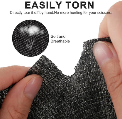 24 Pack Self Adhesive Bandage Wrap, 4” x 5 Yards Cohesive Medical Tape Elastic Grip Tape Black Sports Tape Athletic for Ankle, Wrist Sprains, Pet First Aid (Black, 4 Inch)