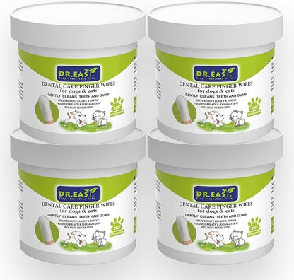 DR.EASY Breath Freshener Dental Finger Wipes 320ct for Dog & Cat, Help Wipe Away Plaque &Tartar, No Added Harsh Chemicals No Brush Formula