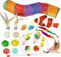 21-Piece Cat Toys Set, Interactive Tunnel, Balls, Mice, Feather Wands, Catnip Toys(Rainbow Cat Tunnel)