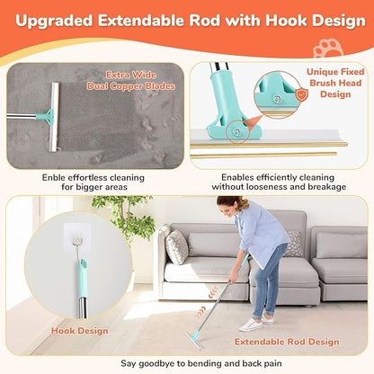 5 PCS Pet Hair Removal Tool, Roller Dog Hair Removers for Couch, Retractable Pet Hair Carpet Scraper Rack, Reusable Cat Hair Remover for Bed, Rugs, Stairs, Furniture