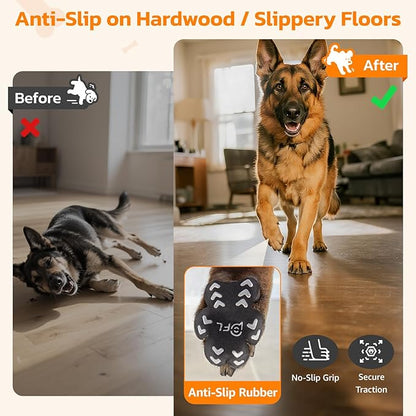 Anti Slip Dog Paw Protector Pads for Senior Dogs, Paw Pads for Dogs Traction, Disposable Self Adhesive Paw Grips for Old Dog on Slippery Hardwood Floor, Black 12 Sets (48pcs) XXXL(80+lbs)
