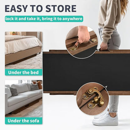 Dog Ramp, 5 Level Adjustable Height Folding Pet Ramp for High Bed, Portable Paw Ramps Large Bed Ramp for Medium & Large Old Dogs & Cats - Natural Wood Furniture Quality