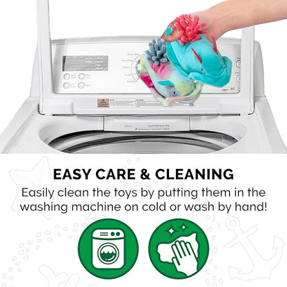 Furhaven 2-Pack Cat Toys w/ 2x Catnip Bags for Indoor Cats, Washable & Durable w/ Refillable Catnip Pocket - Plush Sea Slug Cat Toy Set - Blue/Tie Dye, Set of 2