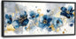 Extra Large Framed Abstract Blue Flower Wall Art,Oversized Golden Grey Floral Wall Decor Pictures for Living Room,Canvas Print Painting Modern Artwork Bedroom Office Bathroom Home Decor 60L" x 30W"