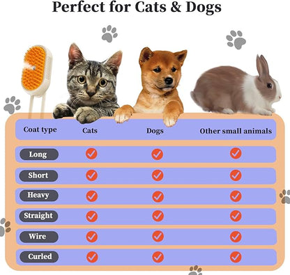 4-in1 Cat Steam Brush for Shedding & Grooming, Spray Hair Removal Comb with 1 Waterless Shampoo, Cat Brush for Massage, Pet Grooming Comb Hair Removal Tool for Cats and Dogs