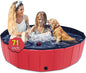 Foldable Dog Pool, 71" x 14" Large Kiddie Pool with Hard Plastic, Non-Slip Dog Bath Tub for Outdoor Backyard, Collapsible Dog Swimming Pool for Kids Dogs Pets (Red)